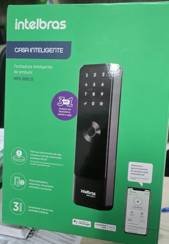 Caixa da fechadura inteligente de embutir Intelbras MFD 3001 D